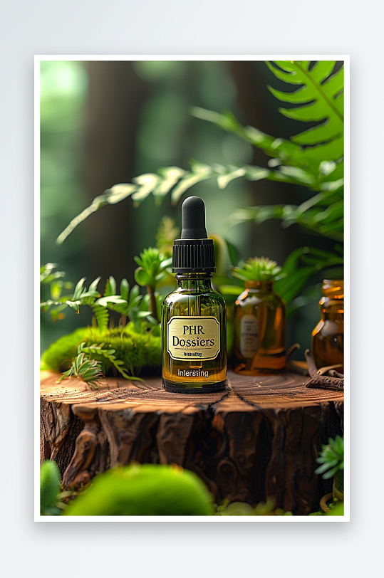 创意木质展台上的精华油-众图网