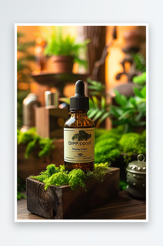 创意木质展台上的精华油-众图网