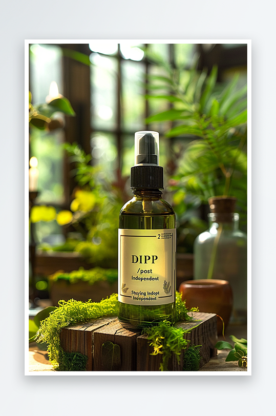 创意木质展台上的精华油-众图网