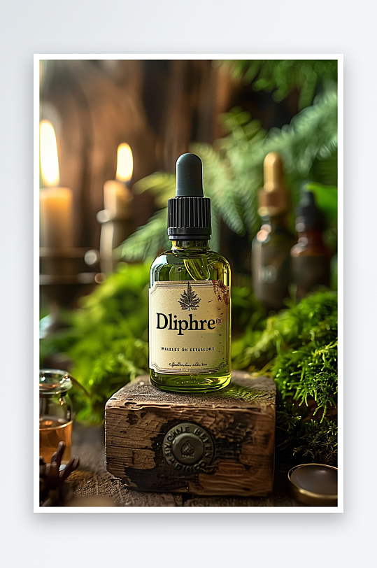 创意木质展台上的精华油-众图网