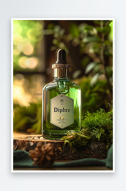 创意木质展台上的精华油-众图网