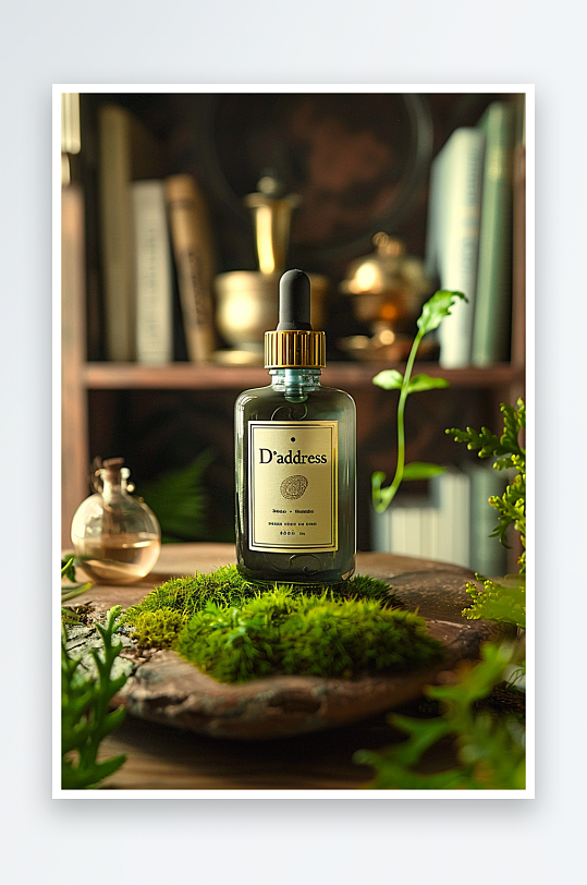 创意木质展台上的精华油-众图网