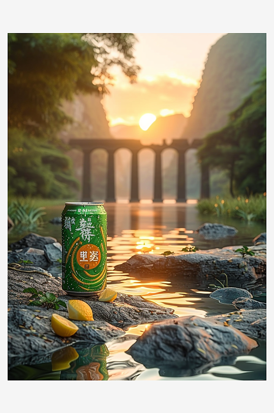 创意橙子汽水摄影场景-众图网