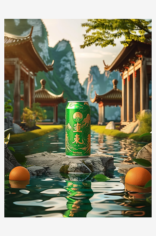 创意橙子汽水摄影场景-众图网
