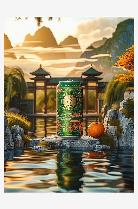 创意橙子汽水摄影场景-众图网