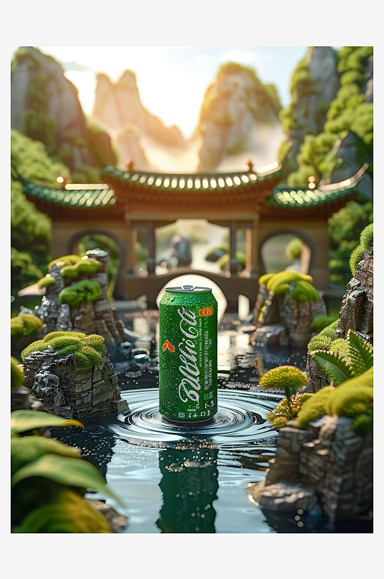 创意橙子汽水摄影场景-众图网