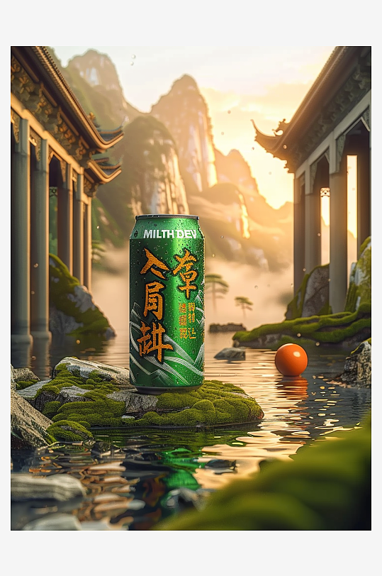 创意橙子汽水摄影场景-众图网