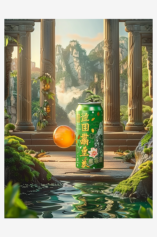 创意橙子汽水摄影场景-众图网