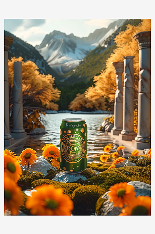 创意橙子汽水摄影场景-众图网