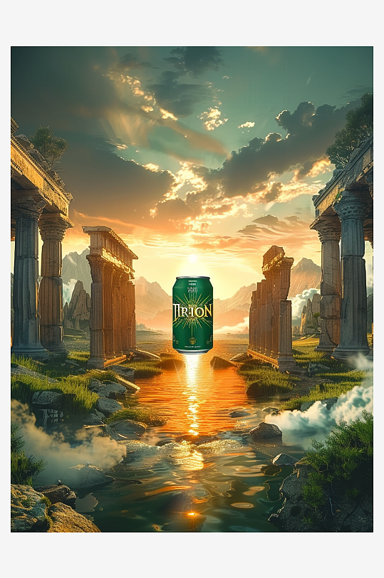 创意橙子汽水摄影场景-众图网