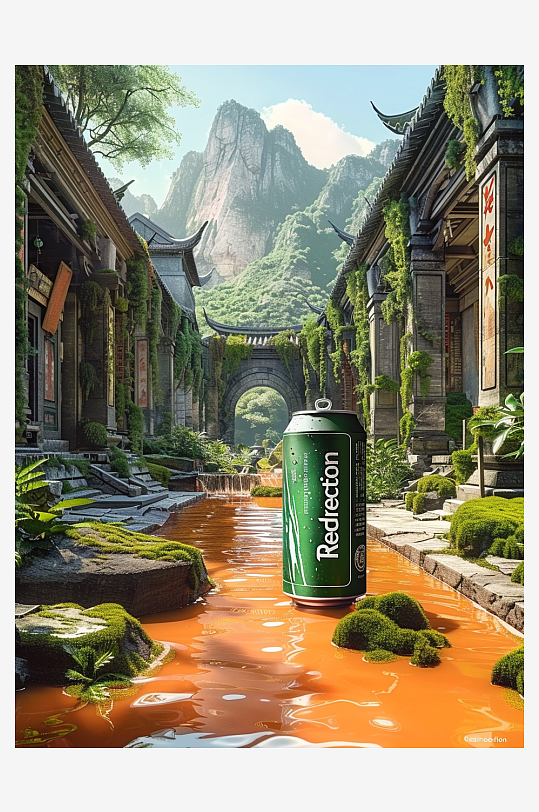 创意橙子汽水摄影场景-众图网