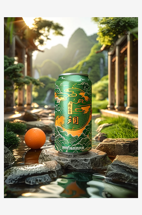 创意橙子汽水摄影场景-众图网