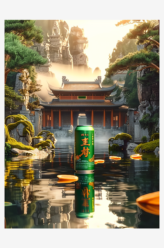 创意橙子汽水摄影场景-众图网