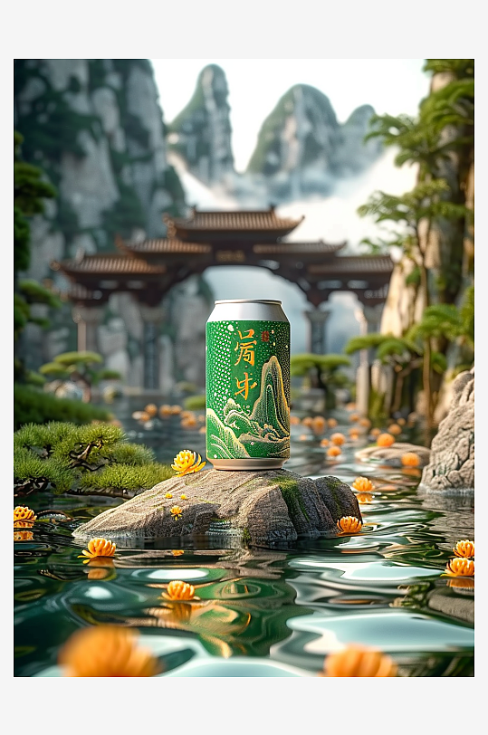 创意橙子汽水摄影场景-众图网