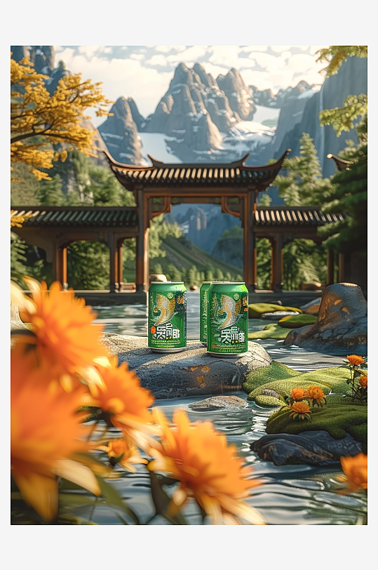 创意橙子汽水摄影场景-众图网