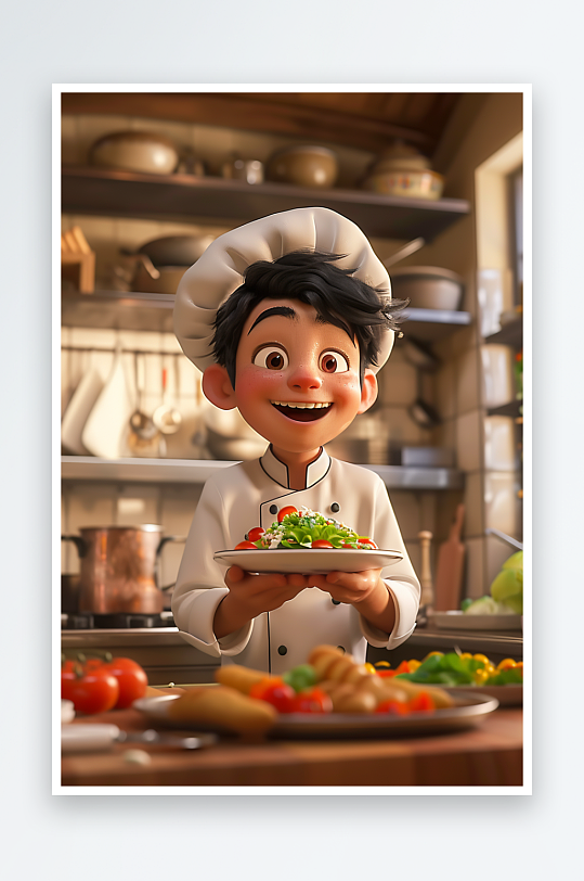 厨房中做美食的厨师-众图网