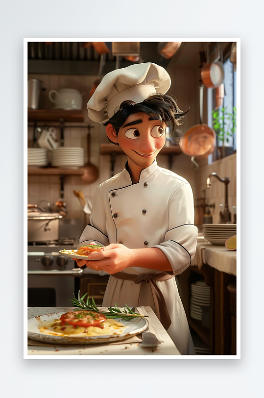 厨房中做美食的厨师-众图网