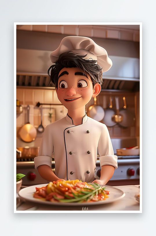 厨房中做美食的厨师-众图网