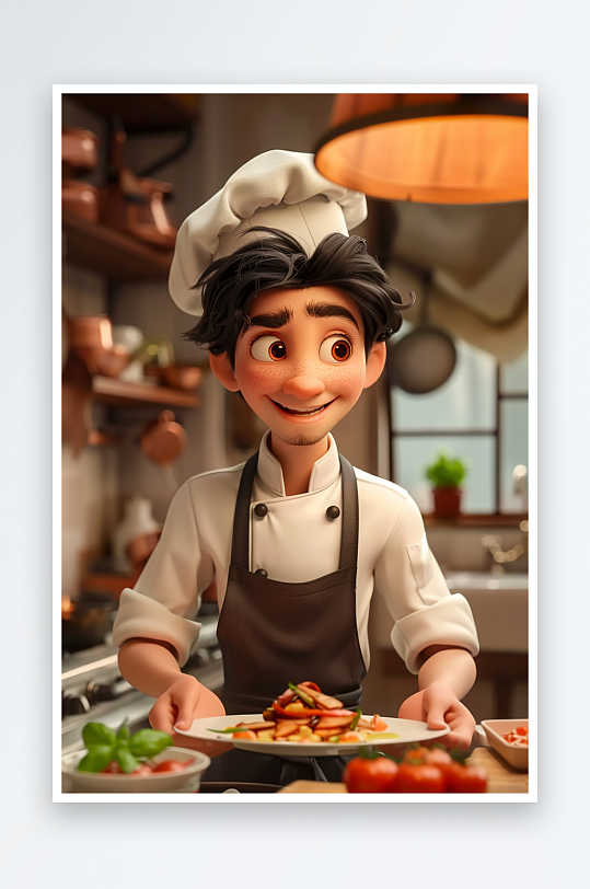 厨房中做美食的厨师-众图网