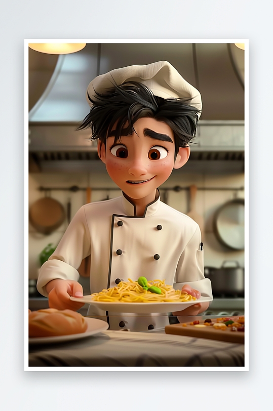 厨房中做美食的厨师-众图网