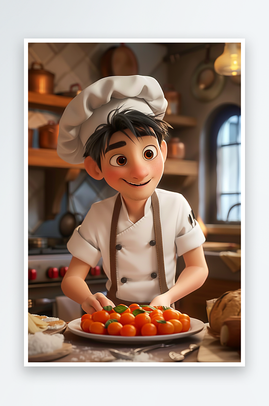 厨房中做美食的厨师-众图网