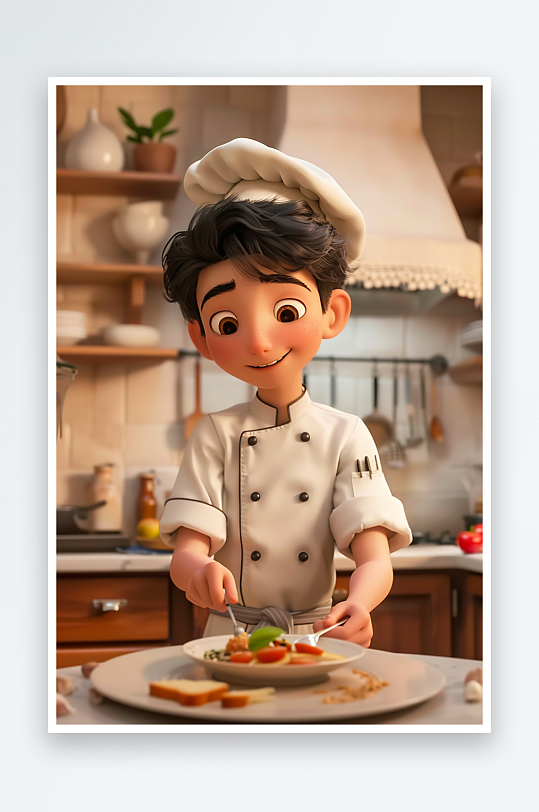 厨房中做美食的厨师-众图网