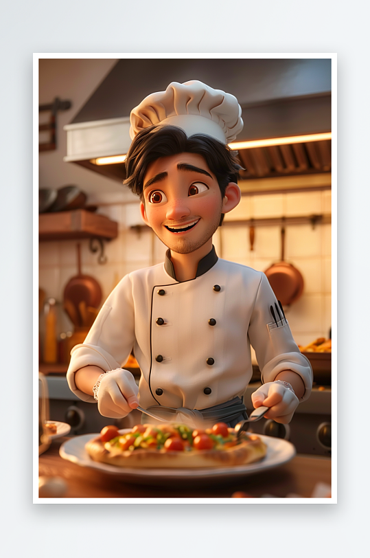 厨房中做美食的厨师-众图网