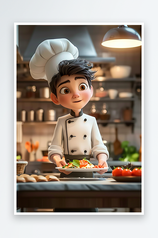 厨房中做美食的厨师-众图网