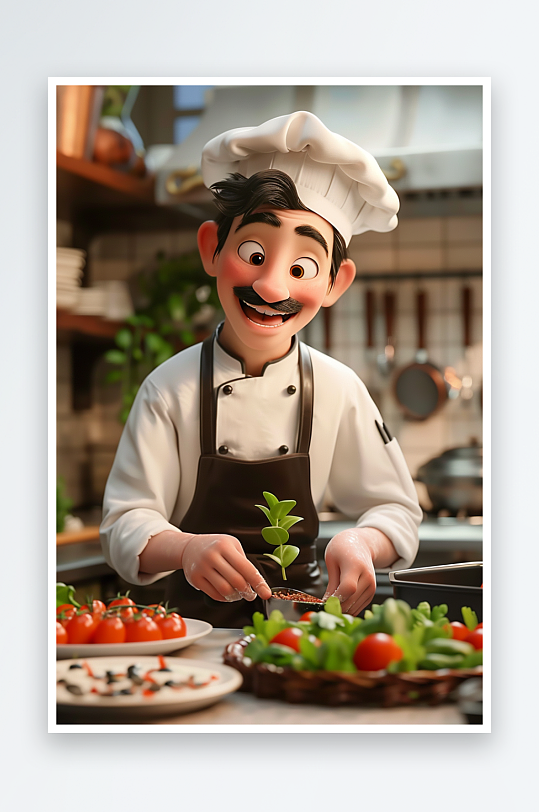 厨房中做美食的厨师-众图网