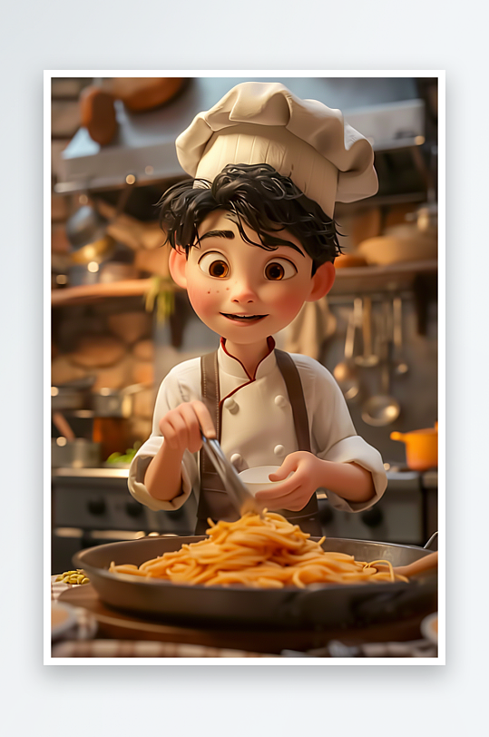 厨房中做美食的厨师-众图网