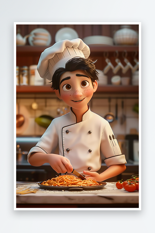 厨房中做美食的厨师-众图网