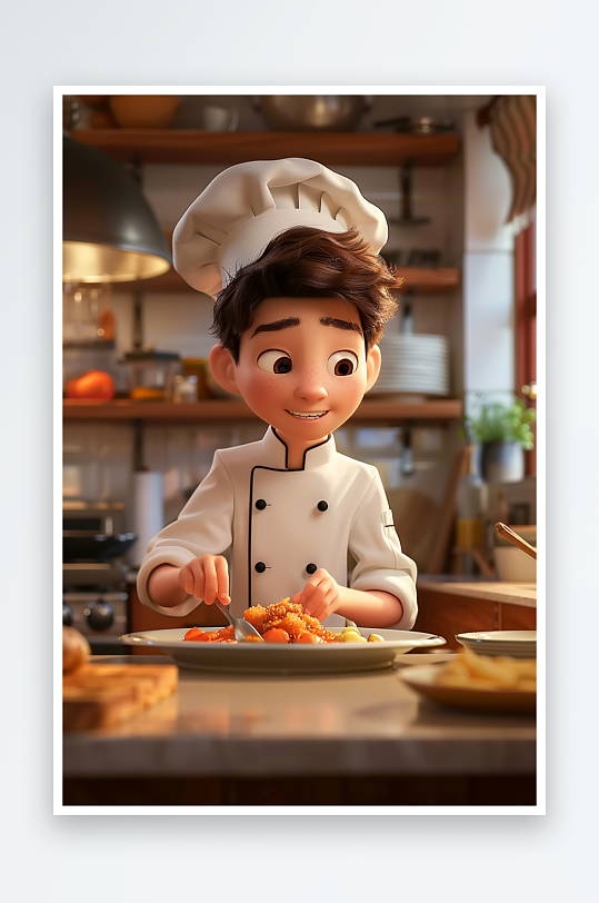 厨房中做美食的厨师-众图网