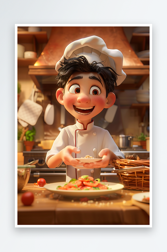 厨房中做美食的厨师-众图网