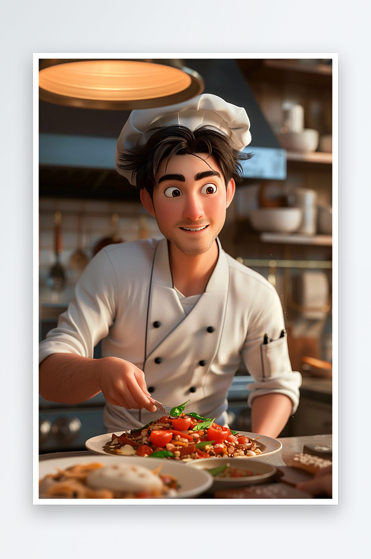 厨房中做美食的厨师-众图网