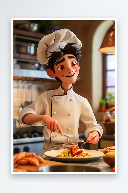 厨房中做美食的厨师-众图网