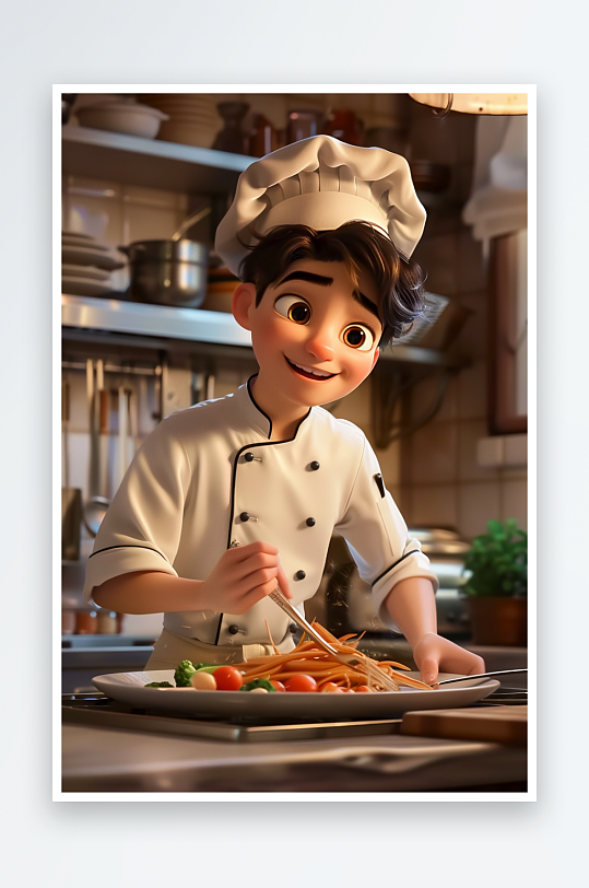 厨房中做美食的厨师-众图网