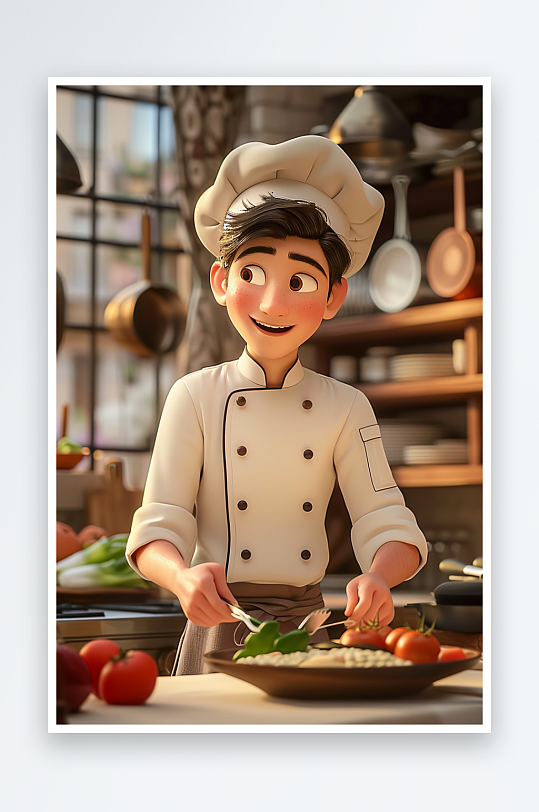 厨房中做美食的厨师-众图网