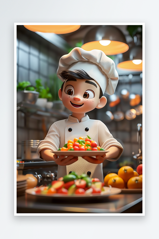 厨房中做美食的厨师-众图网