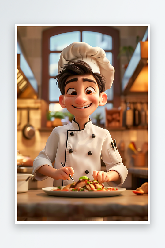 厨房中做美食的厨师-众图网