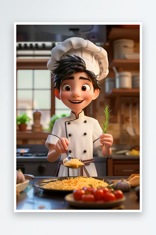 厨房中做美食的厨师-众图网