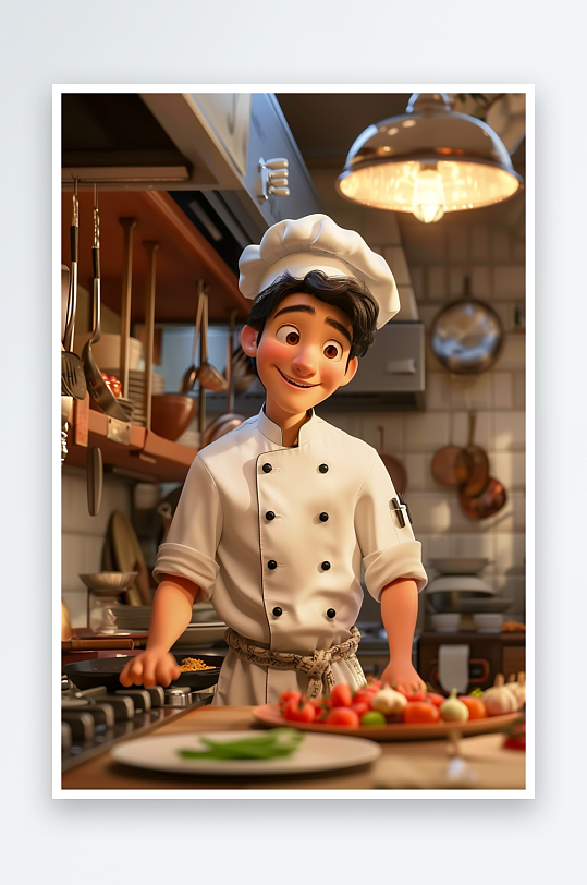 厨房中做美食的厨师-众图网