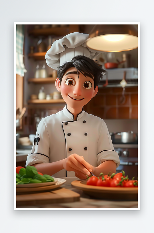 厨房中做美食的厨师-众图网