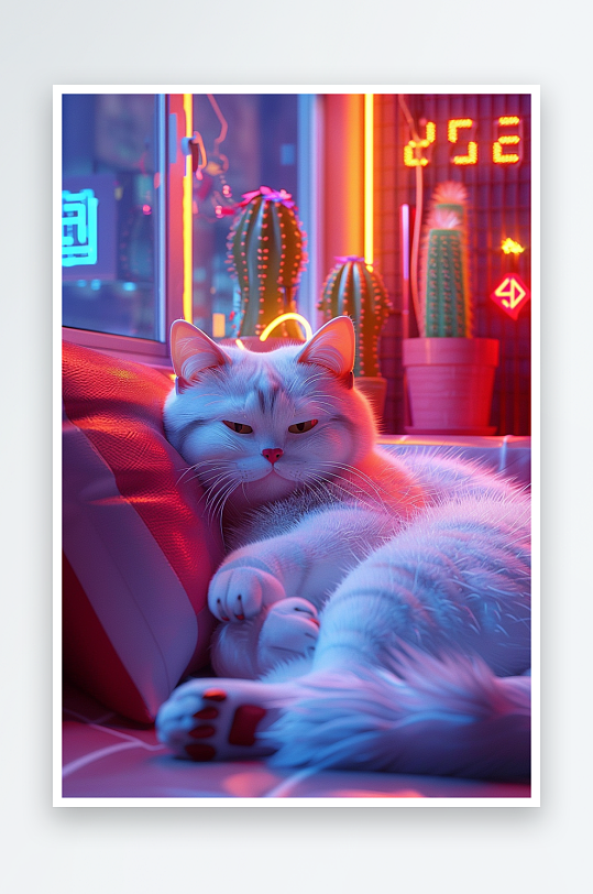 躺在沙发上睡觉的小猫-众图网