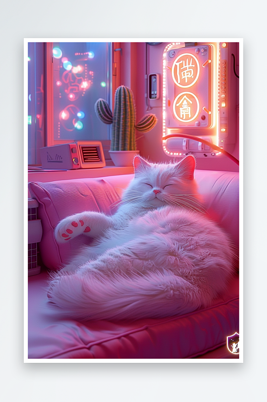 躺在沙发上睡觉的小猫-众图网