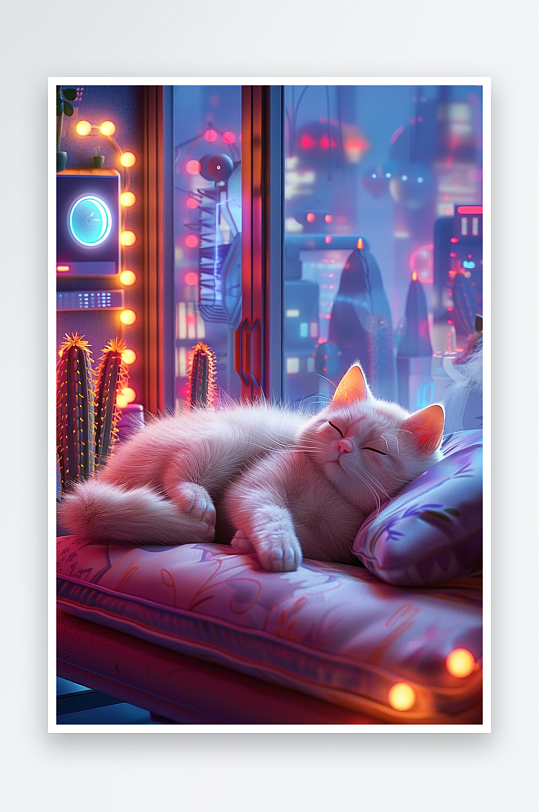 躺在沙发上睡觉的小猫-众图网