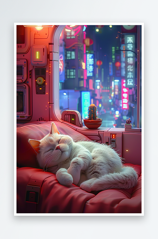 躺在沙发上睡觉的小猫-众图网