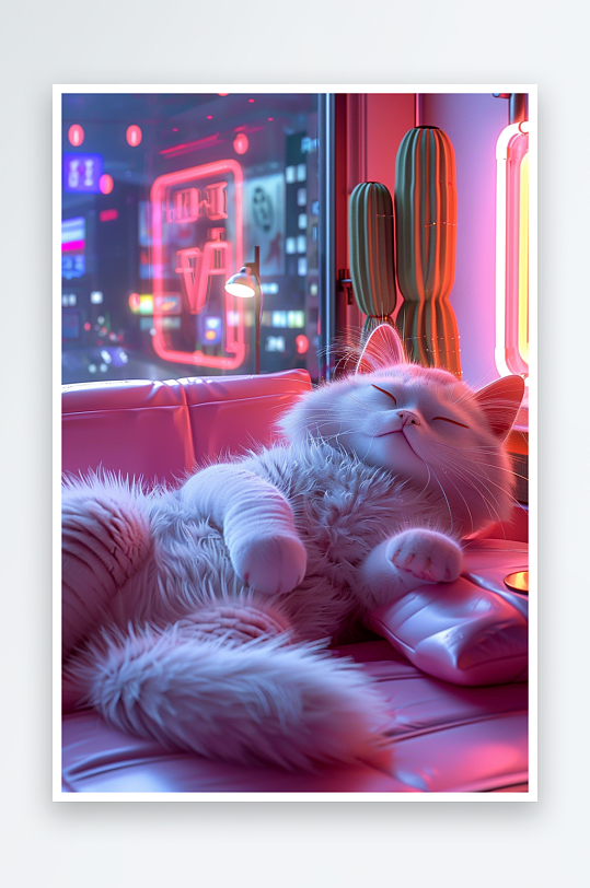 躺在沙发上睡觉的小猫-众图网