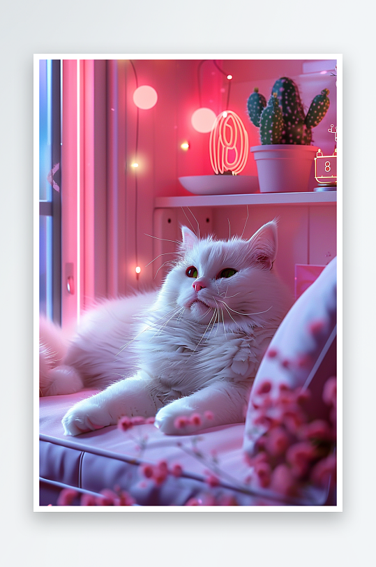 躺在沙发上睡觉的小猫-众图网