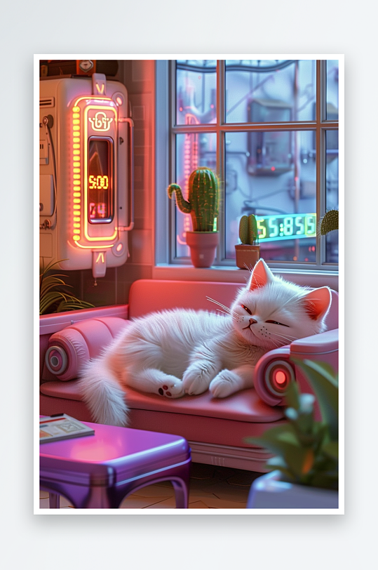 躺在沙发上睡觉的小猫-众图网