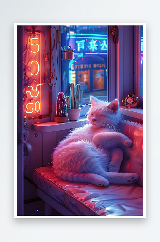 躺在沙发上睡觉的小猫-众图网